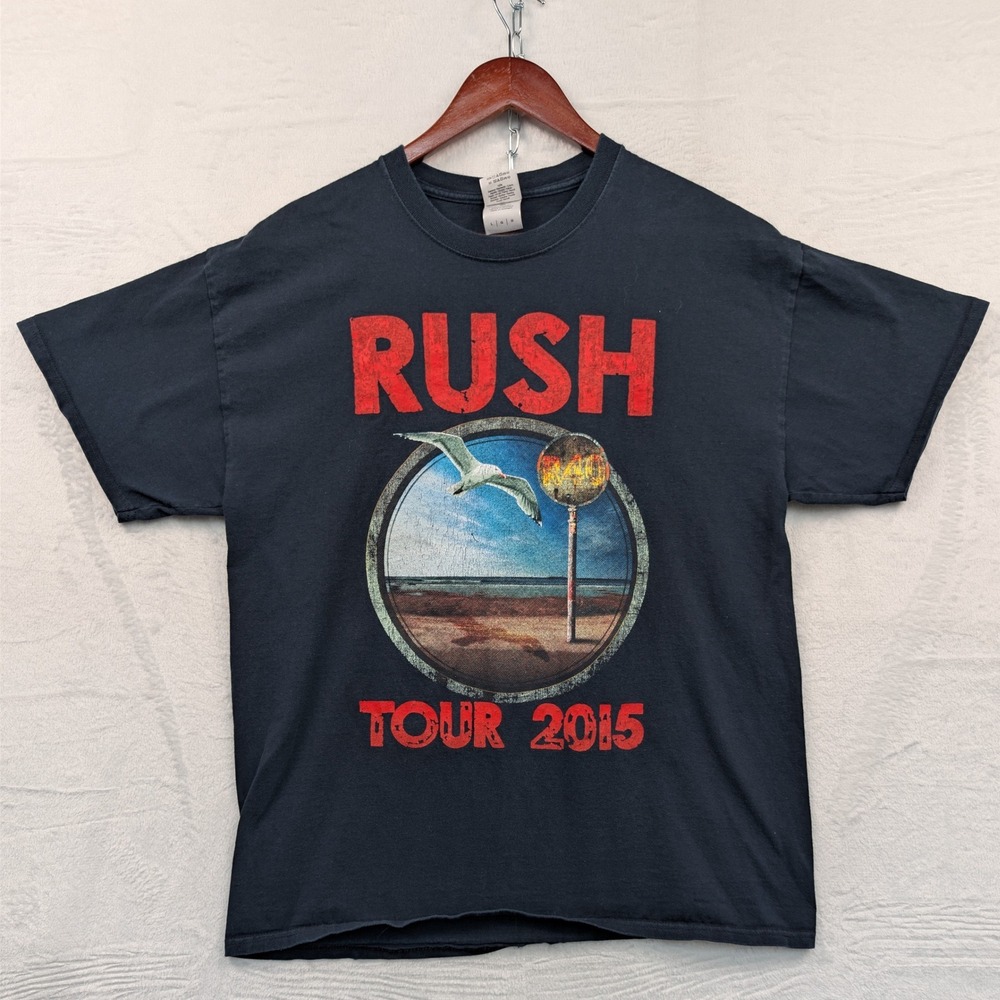 Rush Concert T-Shirt Men's Large Black R40 North American Tour 2015 Band Rock